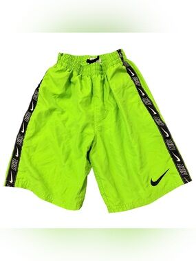 Nike Boys' Neon Lime Green Swim Trunks with Black Logo Tape boys size L